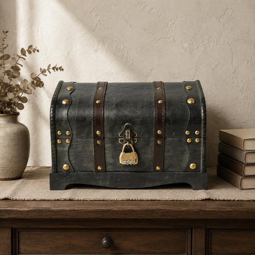 Coffre bois gris foncé - gris,