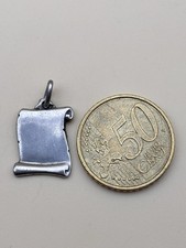 Pendentif Argent Bijoux Ancien Vintage Médaillon Parchemin Papyrus Page Vierge