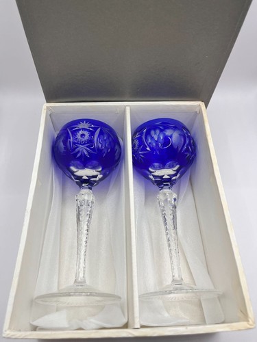 Verre vin bleu cristal - à,