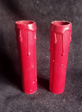 2 grandes bougies rouge bordeaux pour lustre ou applique - occasion