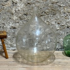 Ancien Grande Bonbonne Dame Jeanne Transparente - 60 Litres - S.G.