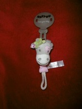 Doudou Pince Attache Tétine Nattou Vache Rose Gris Neuf