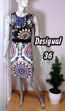 Desigual Taille 36  Superbe robe sans manches noir blanc bleu rouge moutarde