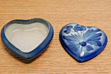 vintage COEUR fleur BLEUE GRES