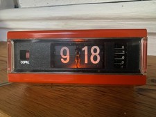 Reveil vintage Copal  modèle 227 "Flip clocks" orange - Fonctionne - Années 70  