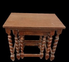 3 Tables Gigognes  en Chêne Vintage Année 40