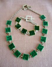 parure collier bracelet Biche de Bere métal argenté et émail