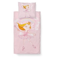 Housse de Couette Rose 140x200 Enfant Fille - Parure de Lit 1 Personne avec T...