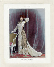 "ROBE DE DINER DU BARRY" Planche originale entoilée publiée dans LES MODES 1902 