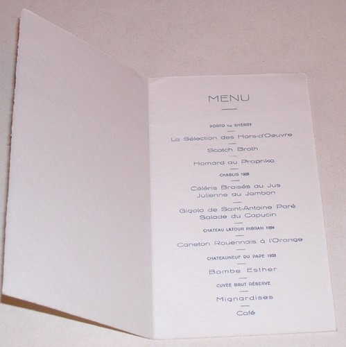 Ancien menu hôtel - ancien, à
