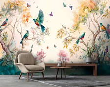 Peint Jungle Oiseaux Papier Mural 312x219cm non Tissé Photo Revêtement