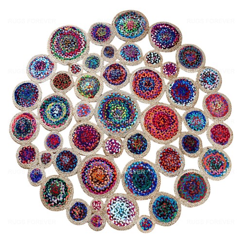 Tapis rond jute coton - tapis, en