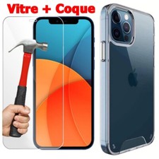 Coque iPhone 17 16 15 14 13 11 12 Pro+Protection verre trempé+Protection caméra