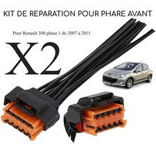 Faisceau Electrique Connectique Optique De Phare Avant prévu pour 308 Phase 1 SW