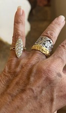 Bague Marquise Ancienne Plaquée Or Vintage 1970 Antique Gold Plated Ring