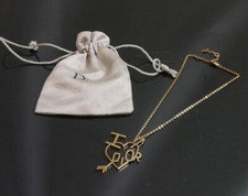 Authentique collier Christian Dior logo vintage flèche coeur métallisé #1654