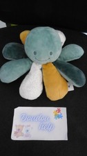 doudou peluche grelot activités pieuvre poulpe bleu vert jaune Lapidou NATTOU