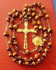Chapelet Ancien Plaqué Or Pierre Antique OLD Gold Plated ROSARY Stone