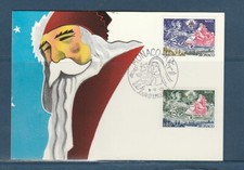 MONACO carte  noël  le père Noël en traineau   1977
