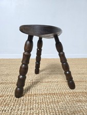 TABOURET ANCIEN BOIS TOURNÉ  STYLE CHARLES DUDOUYT 1940  BRUTALISTE FRENCH STOOL