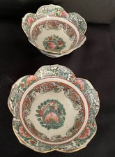 Anciens Bols Porcelaine Chinois Antique Décor Polychrome Floral Chine/7492V3