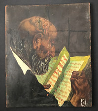 "Lecture" sur bois signé à