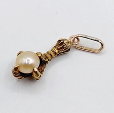 Pendentif antique or 18k serre d'aigle et perle (circa 1900)