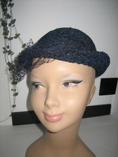 Ancien chapeau velours à Voilette Cérémonie.. rétro vintage