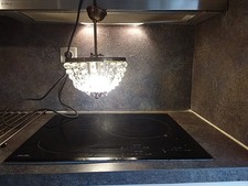 Petit Lustre Corbeille, Plafonnier à Pampilles re- électrifié 