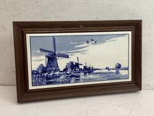 Carreau Faïence Bleue de Delft Vintage. Les Moulins De KINDERDIJK TBE