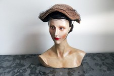 Chapeau velours beige à