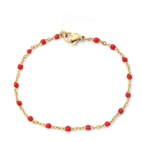 Bracelet perles résine rouge - bracelet,