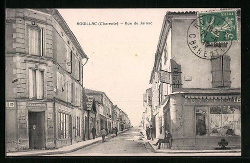 Cpa rouillac rue jarnac - rue, de