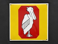 Ancienne Plaque Émaillée BIÈRE PÉLICAN Années 50 , Superbe État . Dim 47 X 45 cm