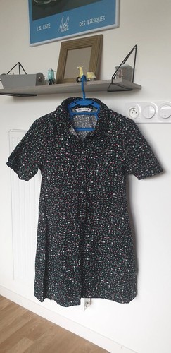 Robe chemise noire fleurie - robe, et