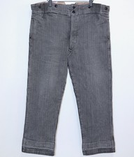 French 1950s Buckle Back Grey Striped Cotton Pique Work Pants LE COMPAGNON W44