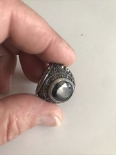 Ancienne Chevalière US Américaine En Argent  1876 925/000 Onyx Tailles 50