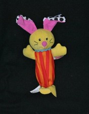Peluche doudou lapin MATTEL FISHER PRICE 2005 ressort musical rouge jaune TTBE