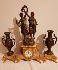 Garniture de cheminée – "Harmonie" par Ruffony, signée Ruchot – Régule & Marbre