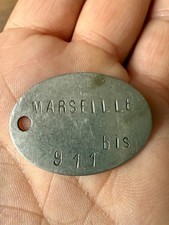 Plaque Identité 1892  Marseille  WW1  Soldat Poilu  France  Militaria  Matricule