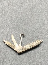 Couteau pliant canif miniature chatelaine crochet lime XIXe siècle 3cm replié !