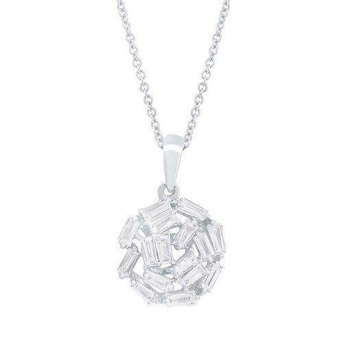 Diamants baguette collier 14k - diamants,