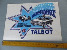 Autocollant TALBOT 1307 1308 1309 Grand-Prix 1980 Aufkleber VINTAGE OLDTIMER B11