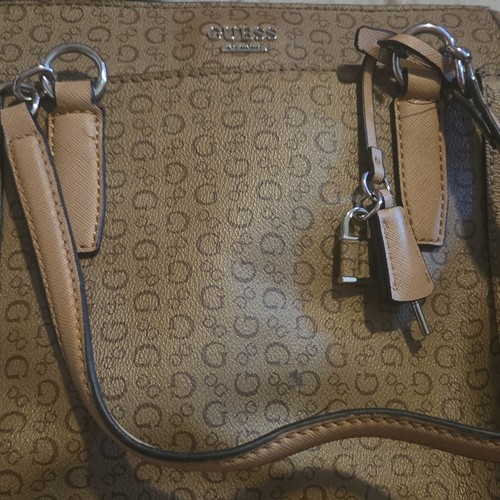 Guess tan logo shoulder - guess, bag