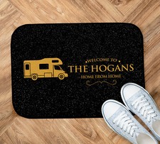 Personnalisé Camping-Car Porte Tapis - Noir & Doré Intérieur Entrée 44cm x 32cm