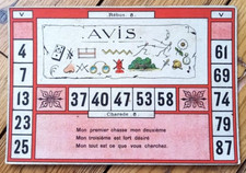 c. 1910 - LOT COMPLET DE CARTONS DE JEU ANCIEN "Loto Rébus" - REVENAZ & TABERNAT