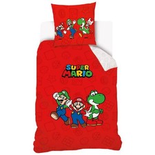 Parure de lit enfant 140x200 cm coton Super Mario Bros Rouge