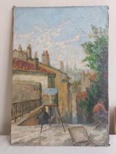 Huile sur toile,signée Nicolas Sorokine(1892-1950),"la montée du change,Lyon 5"