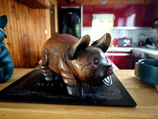 rare Grand Cochon En Bois des