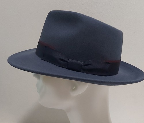 Chapeau fedora laine - laine, bleu